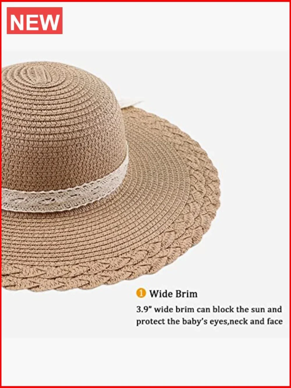 Paper Straw Sun Hat with Bowknot for Girls